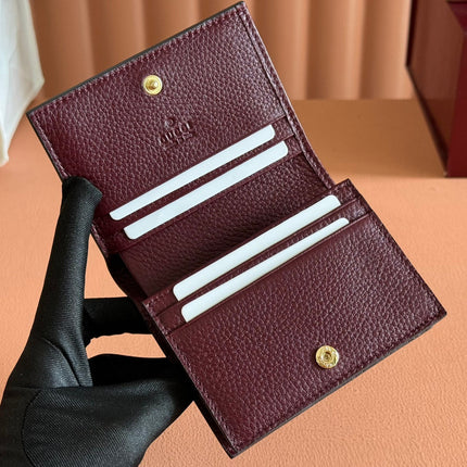 MARMONT BAG 11 IN BEIGE EBONY GG CANVAS DARK RED CALFSKIN