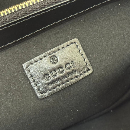 GUCCI 26S TOTE BAG 30 IN BLACK CALFSKIN WITH MONOGRAM PATTERN