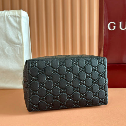 GUCCI 26S HAND BAG 25 IN BLACK CALFSKIN WITH MONOGRAM PATTERN