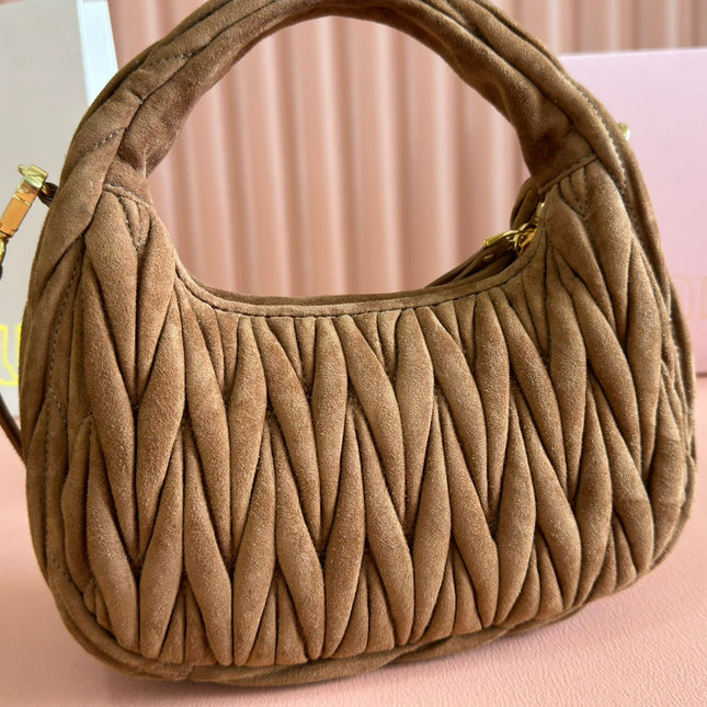 MIU MIU SUEDE HANDBAG 23 DARK BROWN