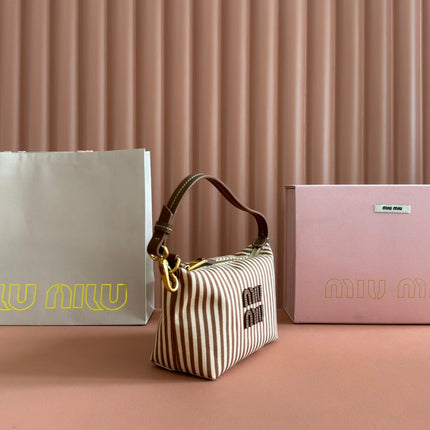 HOBO BAG 25 STRIPED WITH LOGO IN CANVAS GOLD HARDWARE