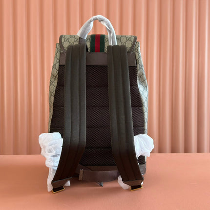 GUCCI 26S OPHIDIA LARGE BACKPACK 40 IN BEIGE AND BROWN CANVAS