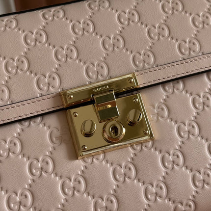 GUCCI 26S PADLOCK BAG 26 IN LIGHT PINK EMBOSSED CALFSKIN