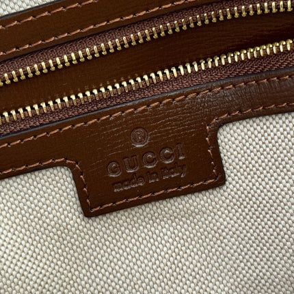 GUCCI 26S SHOULDER BAG 25 IN DARK BEIGE AND BROWN COATED CANVAS