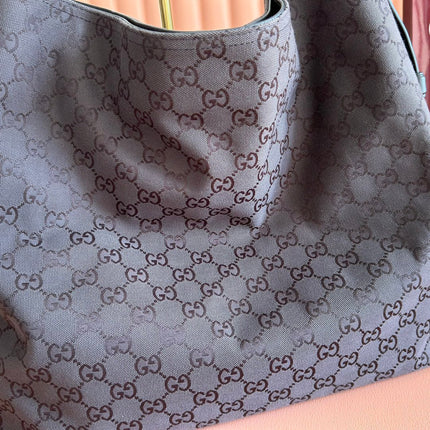 GUCCI 25S BEATRIX LARGE TOTE BAG 40 CM IN DARK CHOCOLATE BROWN CANVAS