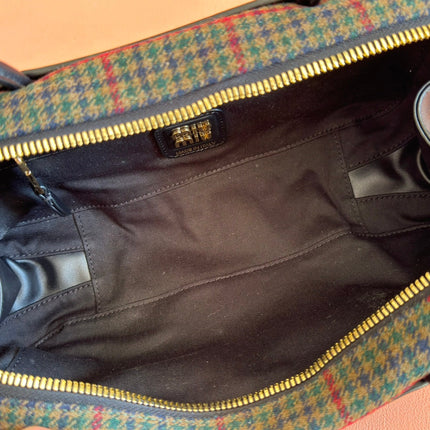 MIUMIU 26S BEAU CANVAS BAG 28 IN MULTICOLOR WOOL AND BLACK CALFSKIN