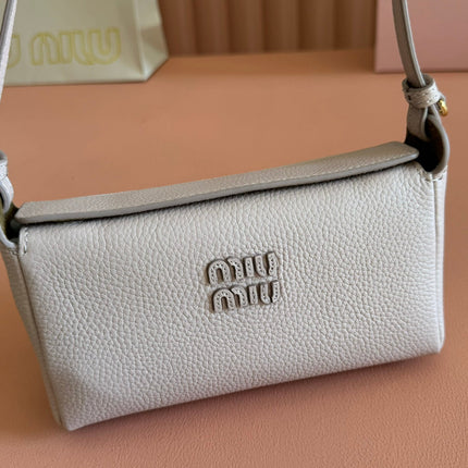 MIUMIU 26S POUCH BAG 18 IN DARK BEIGE CALFSKIN GOLD HARDWARE