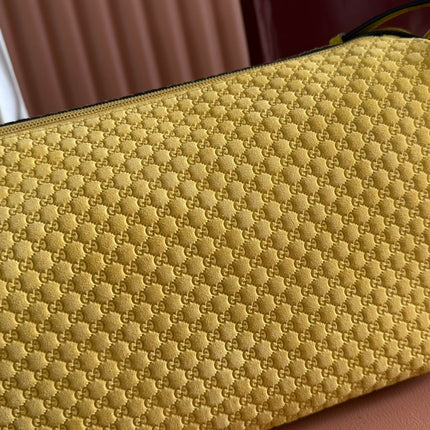 GUCCI 26S SHOULDER BAG 38 IN YELLOW EMBOSSED SUEDE