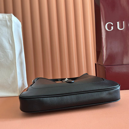 GUCCI 26S JACKIE SLIM SHOULDER BAG 28 IN BLACK CALFSKIN