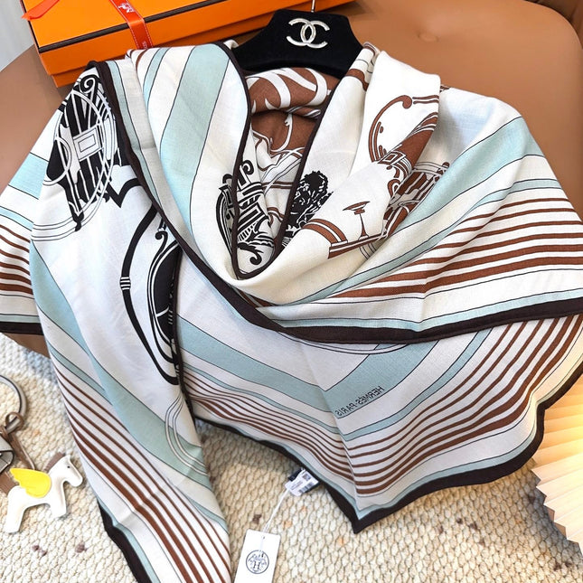 HERMES 25S SCARF 140 IN CASHMERE SILK 854529