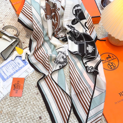 HERMES 25S SCARF 140 IN CASHMERE SILK 854529