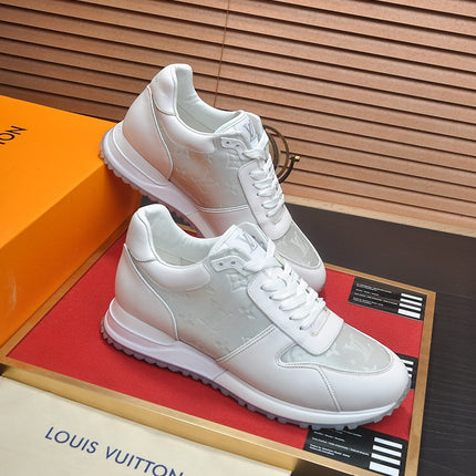 LV TRAINER SHOES IN WHITE MIX GREY EMBOSSED LAMBSKIN