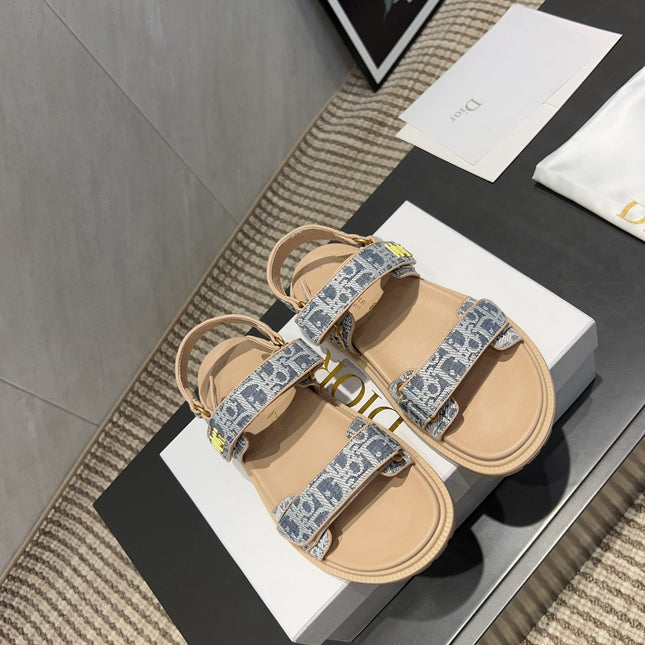 DIOR SANDALS IN LIGHT BLUE MONOGRAM FABRIC