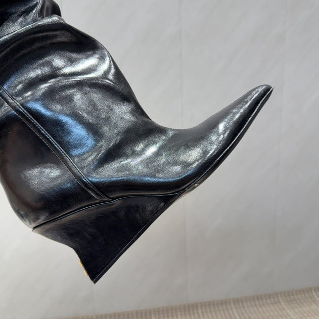 BALMAIN 26S KNEE-HIGH BOOTS 75 MM IN BLACK CALFSKIN