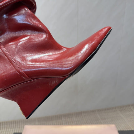BALMAIN 26S BOOT 75 MM IN RED CALFSKIN
