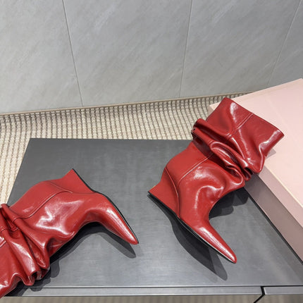 BALMAIN 26S BOOT 75 MM IN RED CALFSKIN