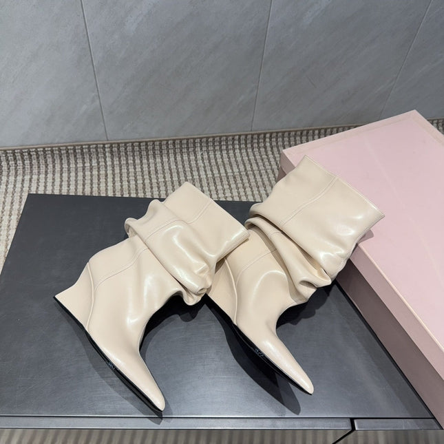 BALMAIN 26S BOOT 75 MM IN LIGHT BEIGE CALFSKIN