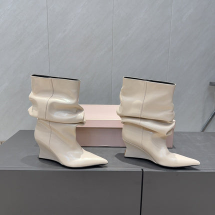 BALMAIN 26S BOOT 75 MM IN LIGHT BEIGE CALFSKIN