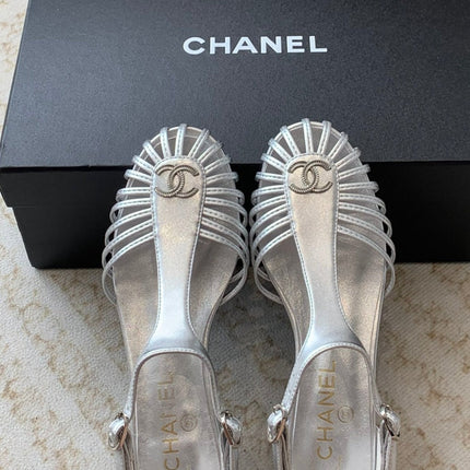 Summer New Hollow Roman Sandals Silver Sheepskin