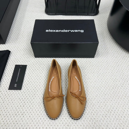 LINA BALLCHAIN FLAT IN CIDER BROWN LAMBSKIN