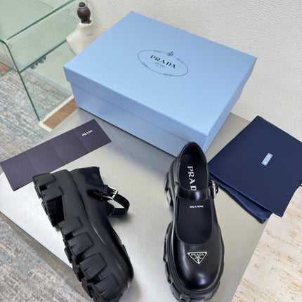 PRADA 25S PLATFORM MARY JANE SHOES IN BLACK CALFSKIN STYLE 3
