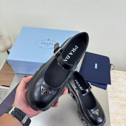 PRADA 25S PLATFORM MARY JANE SHOES IN BLACK CALFSKIN STYLE 3