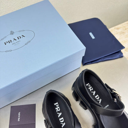 PRADA 25S PLATFORM MARY JANE SHOES IN BLACK CALFSKIN STYLE 1
