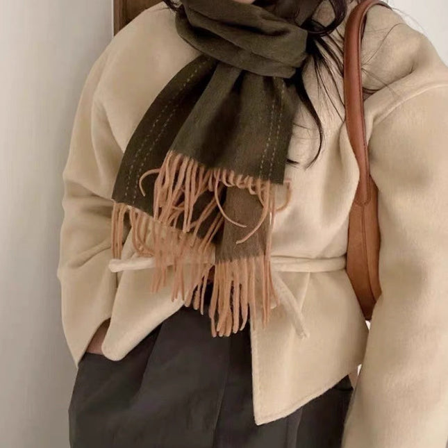 UNIE BRODEE MUFFLER 200 CM IN SEAWEED GREEN CASHMERE