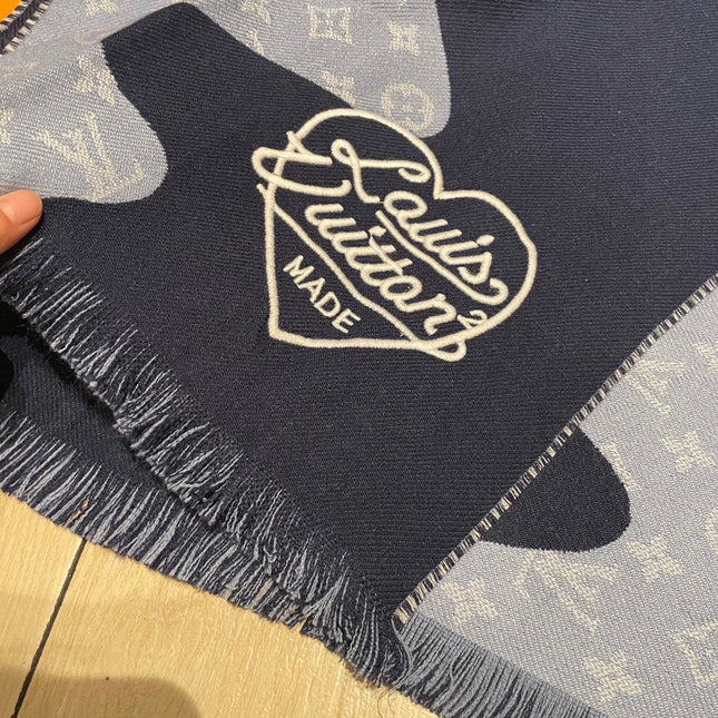 MONOGRAM DRIP 200 CM IN NAVY BLUE WOOL 391068
