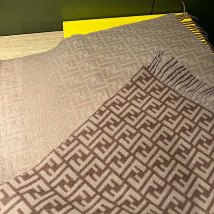 FF SCARF 180 CM IN MEDIUM BROWN MONOGRAM WOOL AND CASHMERE 411831