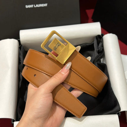 YSL 25S BELT 30 MM IN BROWN CALFSKIN 538010