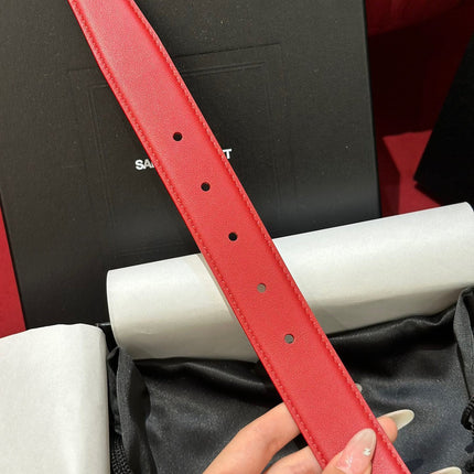 YSL 25S BELT 30 MM IN RED CALFSKIN 538009
