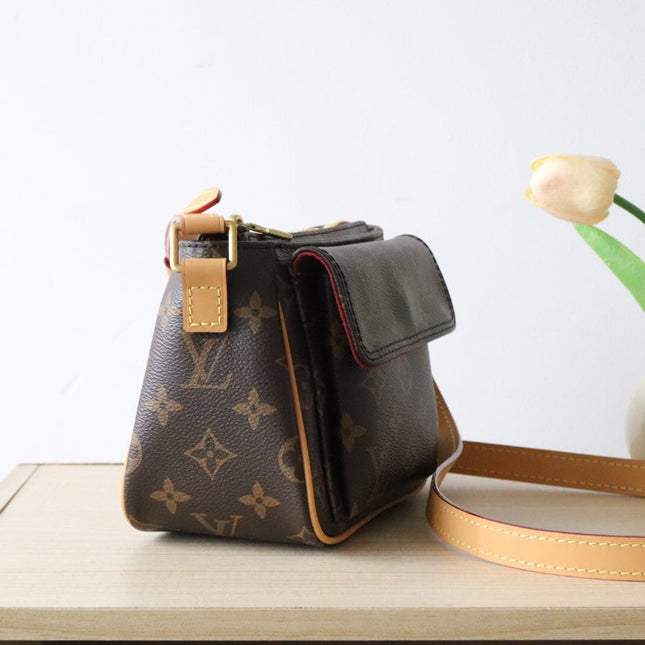 LV 25S SHOULDER BAG 19 IN BROWN MONOGRAM CALFSKIN GOLD HARDWARE