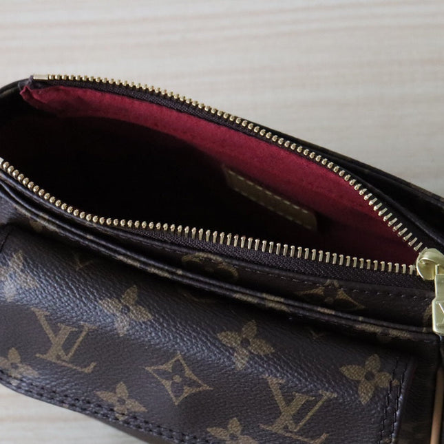 LV 25S SHOULDER BAG 19 IN BROWN MONOGRAM CALFSKIN GOLD HARDWARE