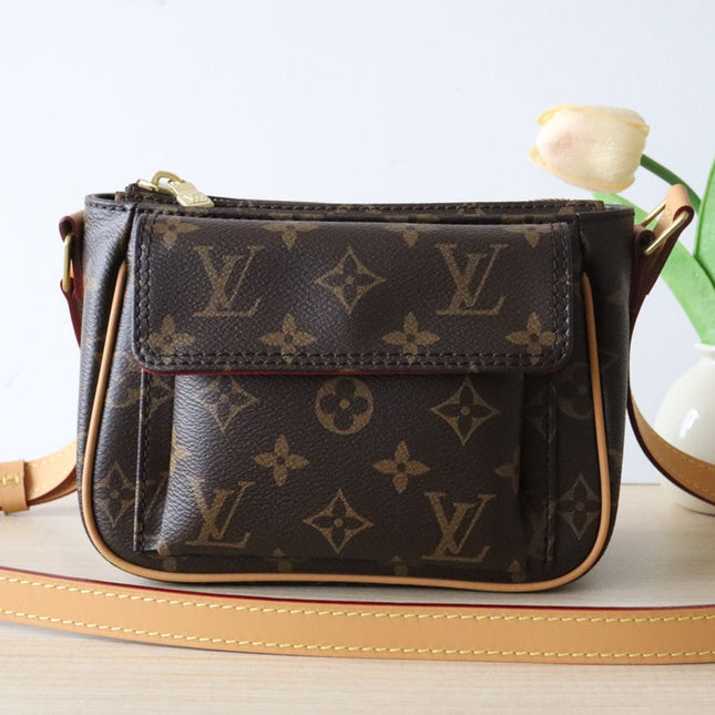 LV 25S SHOULDER BAG 19 IN BROWN MONOGRAM CALFSKIN GOLD HARDWARE