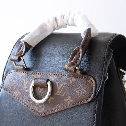 LV 25S MONTSOURIS VIBE 35 IN BLACK LAMBSKIN SILVER HARDWARE