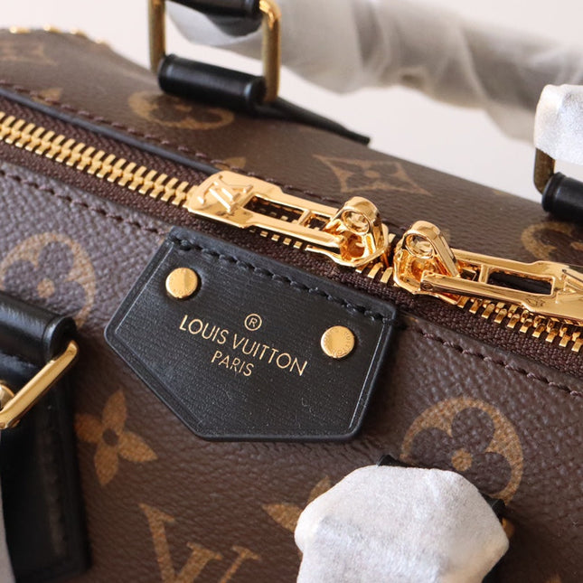 LV 26S SPEEDY TRUNK 20 IN BROWN AND BLACK MONOGRAM CANVAS