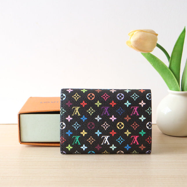 ROSALIE ZIPPY 12 IN BLACK MIX COLORFUL CALFSKIN