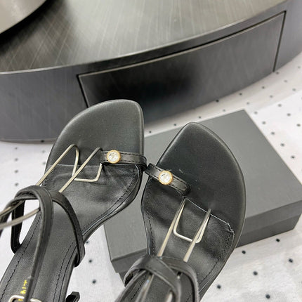 SL LINDEN HEELED SANDALS BLACK CALFSKIN