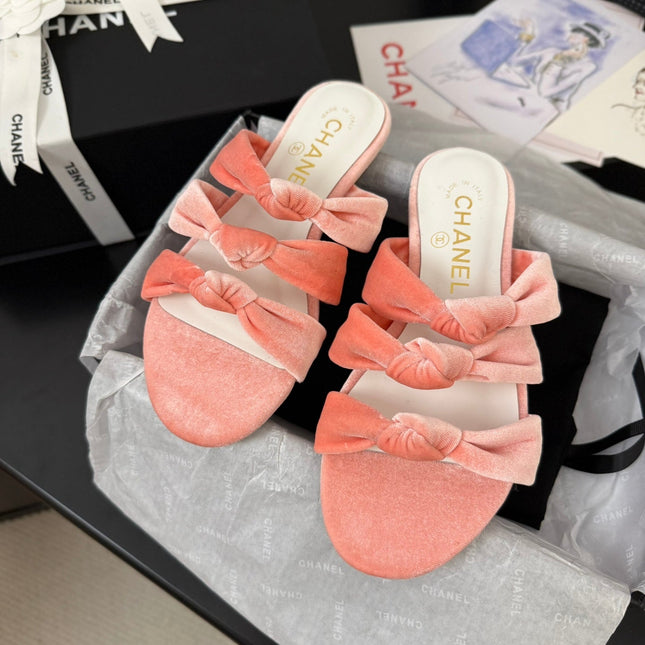 CC 25C Three Strap Mule Pink Velvet fabric 233561