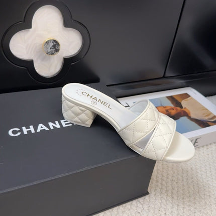CC 25C Mule Sandal 45mm Open Heel White Lambskin 233495