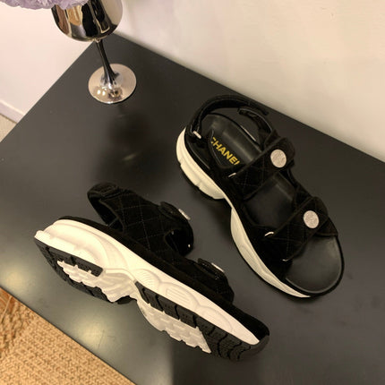 SANDAL 25S IN BLACK SUEDE FABRIC