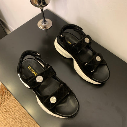 SANDAL 25S IN BLACK SUEDE FABRIC