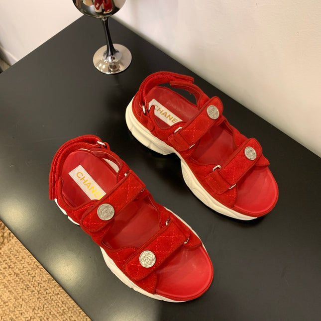 SANDAL 25S IN RED SUEDE FABRIC