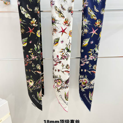 DIOR REVERSIBLE PRINTED SQUARE SCARF 90 CM IN BLACK SILK 735867