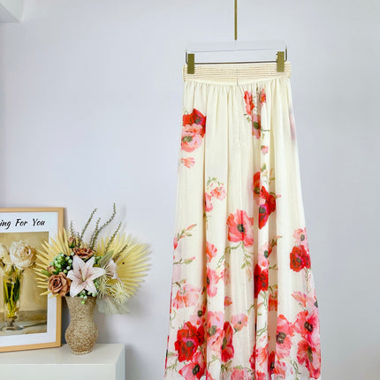 FLORAL PRINT SKIRT WITH BELT 266407