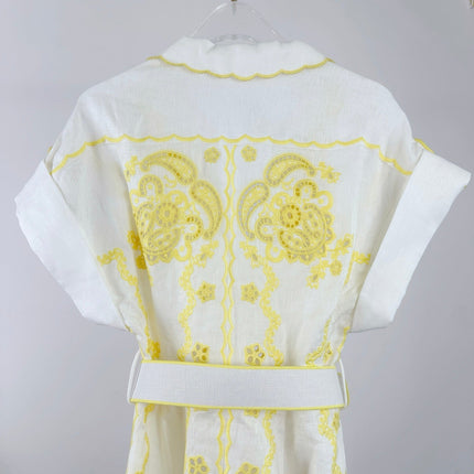 ZIMMERMANN EMBROIDERED SHORT-SLEEVE MINI DRESS 270269