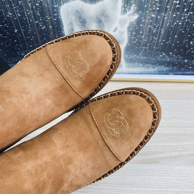 CC HIGH-HEELED BOOTS IN CARAMEL BROWN SUEDE