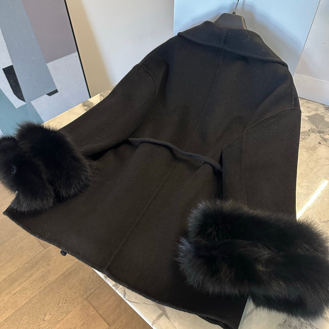 MAX MARA 25S CASHMERE COAT WITH FOX FUR TRIM 203