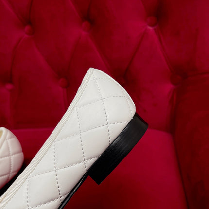 ballet flat black white quilted lambskin